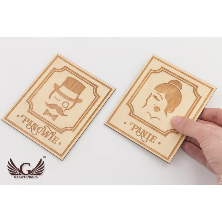 Wooden Retro-Style Toilet Signs - TT039 - Size 123x100mm