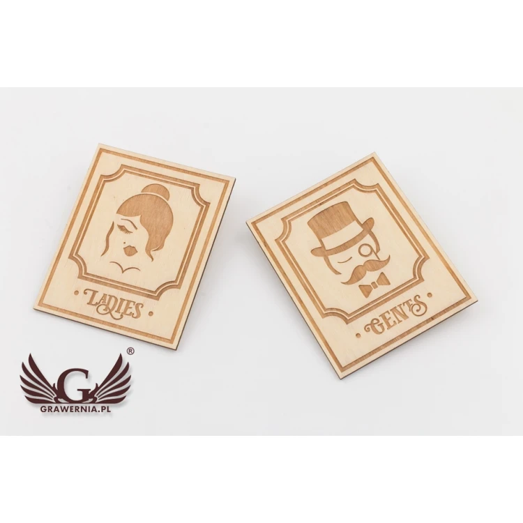 Wooden Retro-Style Toilet Signs - TT008 - Size 123x100mm
