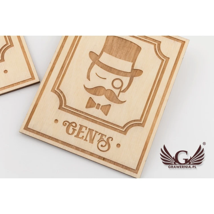 Wooden Retro-Style Toilet Signs - TT008 - Size 123x100mm