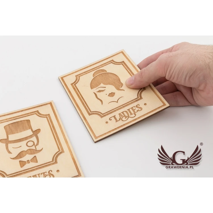 Wooden Retro-Style Toilet Signs - TT008 - Size 123x100mm