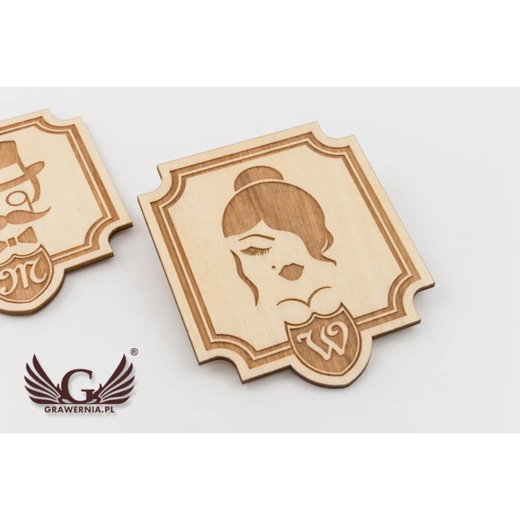 Wooden Retro-Style Toilet Signs - TT009 - Size 90x105mm