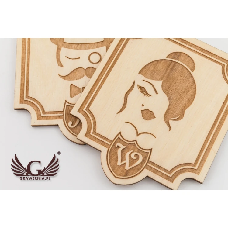 Wooden Retro-Style Toilet Signs - TT009 - Size 90x105mm