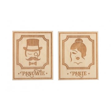 Wooden Retro-Style Toilet Signs - TT039 - Size 123x100mm