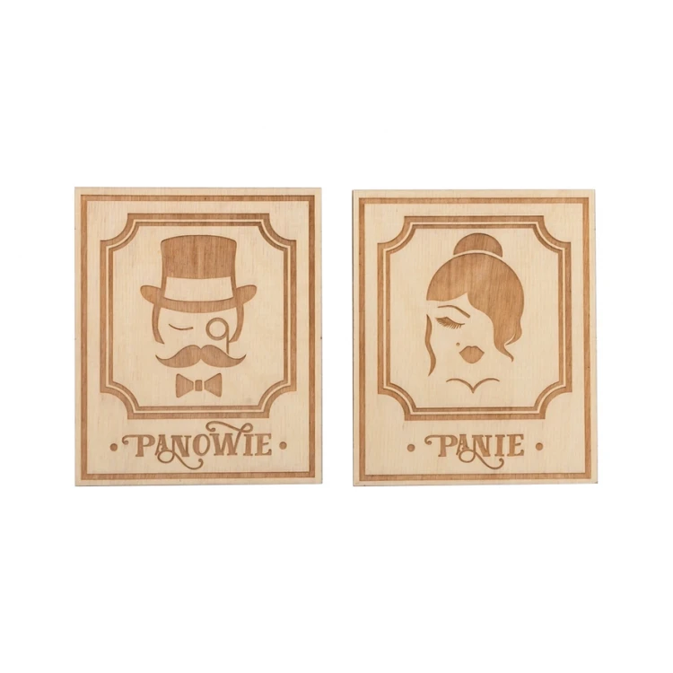 Wooden Retro-Style Toilet Signs - TT039 - Size 123x100mm