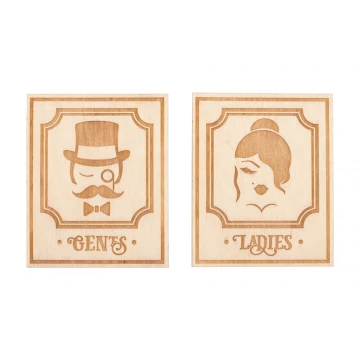 Wooden Retro-Style Toilet Signs - TT008 - Size 123x100mm
