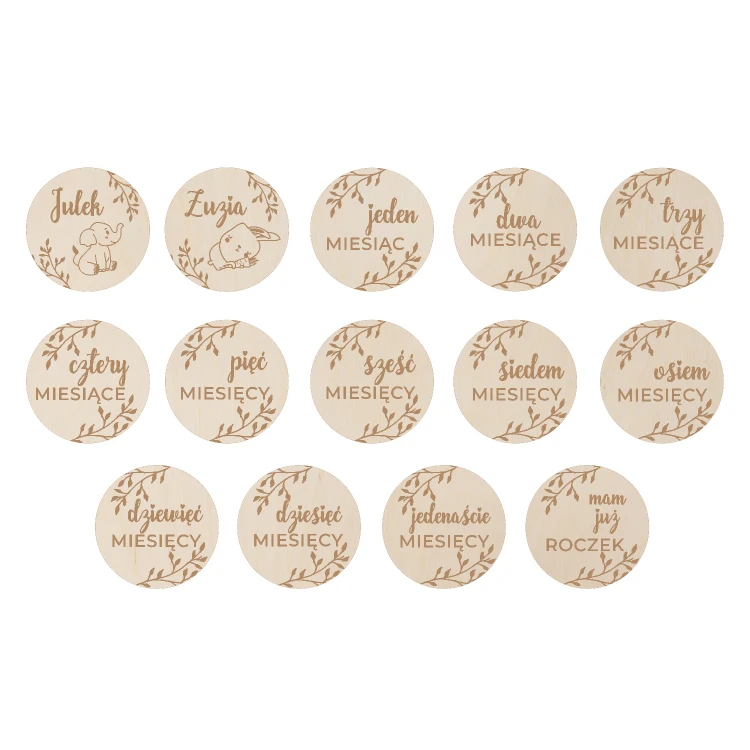 Wooden Month Plaques for Photos - Set of 13 - DT003