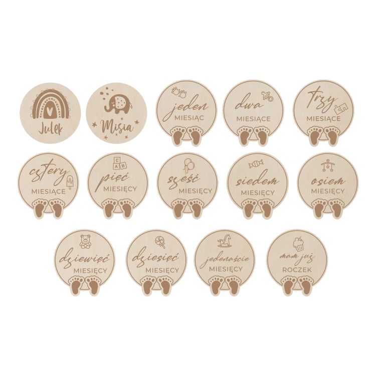Wooden Month Plaques for Photos - Set of 13 - DT005