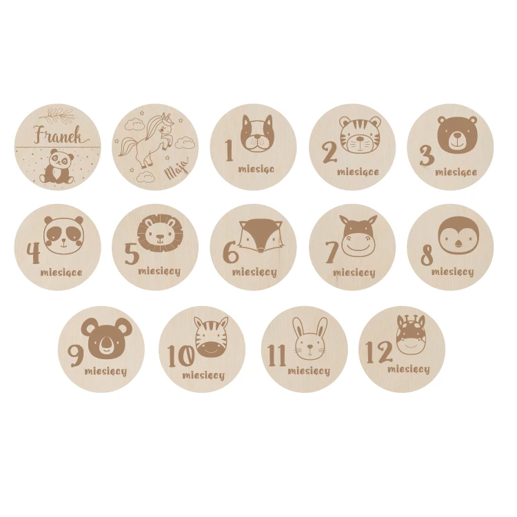 Wooden Month Plaques for Photos - Set of 13 - DT006