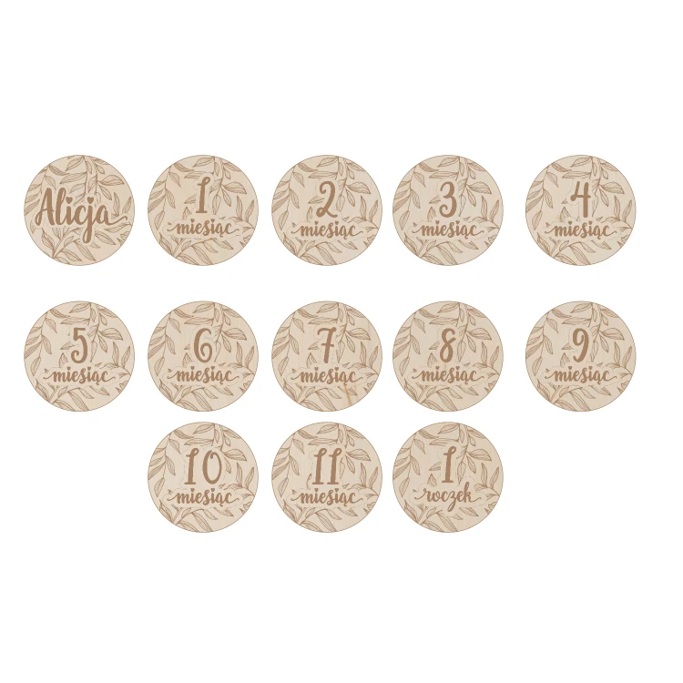 Wooden Month Plaques for Photos - Set of 13 - DT007