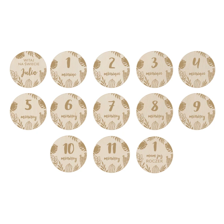 Wooden Month Plaques for Photos - Set of 13 - DT008