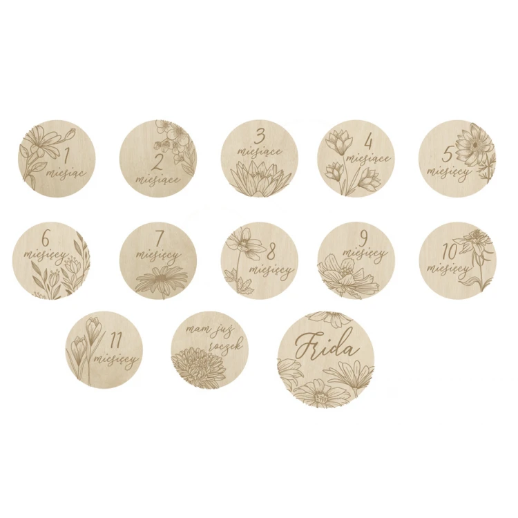 Wooden Month Plaques for Photos - Set of 13 - DT009
