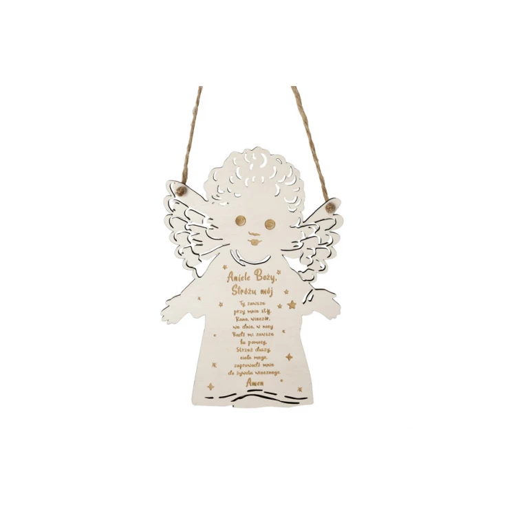 Wooden Guardian Angel - Holy Baptism Souvenir with Prayer and Dedication - DEW007