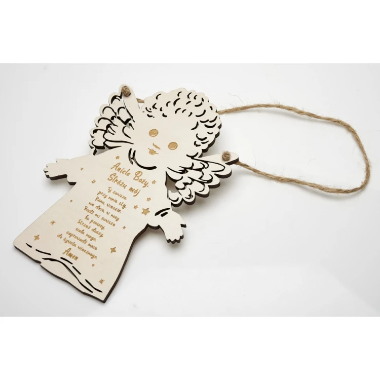 Wooden Guardian Angel - Holy Baptism Souvenir with Prayer and Dedication - DEW007