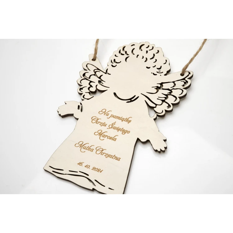 Wooden Guardian Angel - Holy Baptism Souvenir with Prayer and Dedication - DEW007