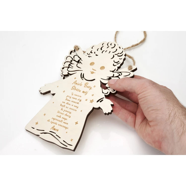 Wooden Guardian Angel - Holy Baptism Souvenir with Prayer and Dedication - DEW007