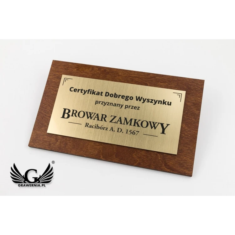 Wooden Souvenir Certificate with Engraved Plaque - dimensions: 250x150mm - TAB104