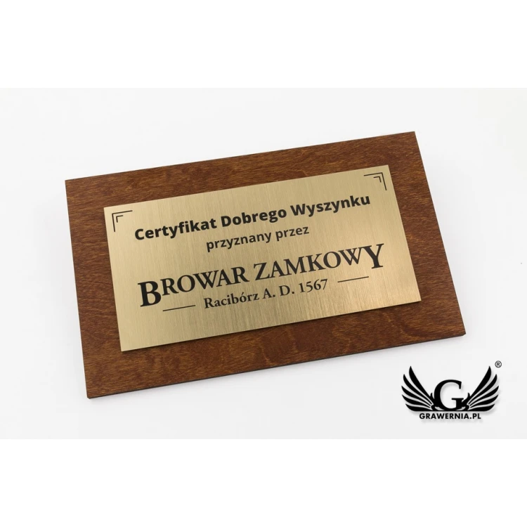 Wooden Souvenir Certificate with Engraved Plaque - dimensions: 250x150mm - TAB104