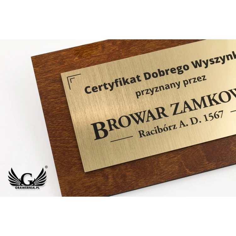 Wooden Souvenir Certificate with Engraved Plaque - dimensions: 250x150mm - TAB104