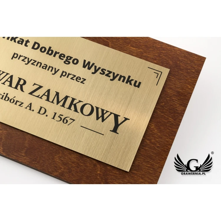 Wooden Souvenir Certificate with Engraved Plaque - dimensions: 250x150mm - TAB104