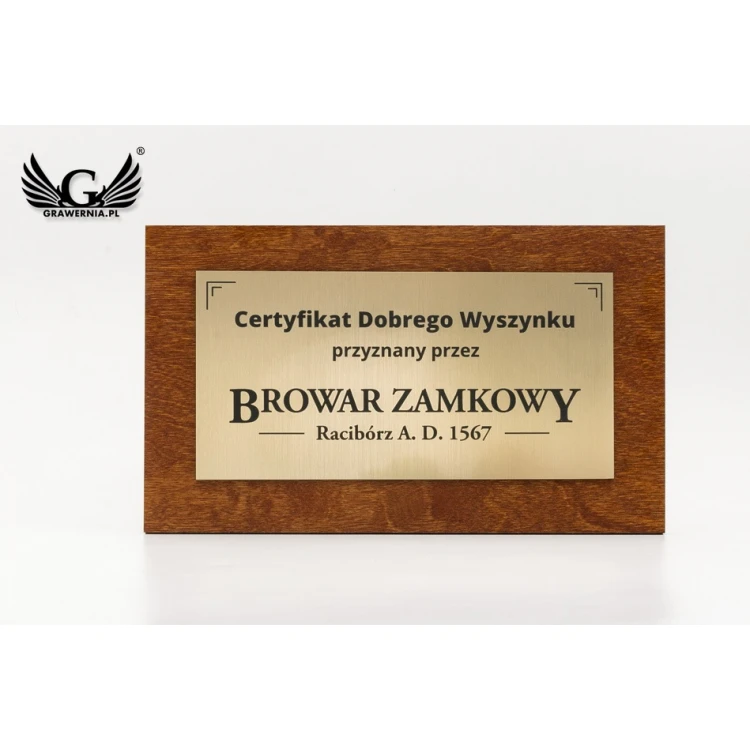 Wooden Souvenir Certificate with Engraved Plaque - dimensions: 250x150mm - TAB104