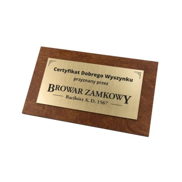 Wooden Souvenir Certificate with Engraved Plaque - dimensions: 250x150mm - TAB104