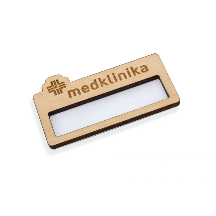 Wooden ID badge with window - size: 67x40mm - ID105