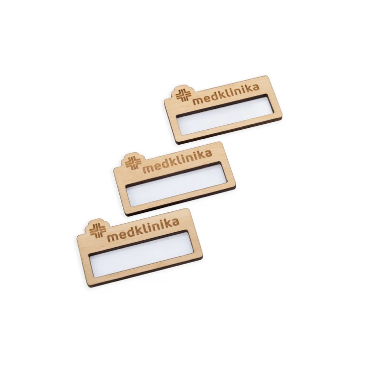 Wooden ID badge with window - size: 67x40mm - ID105