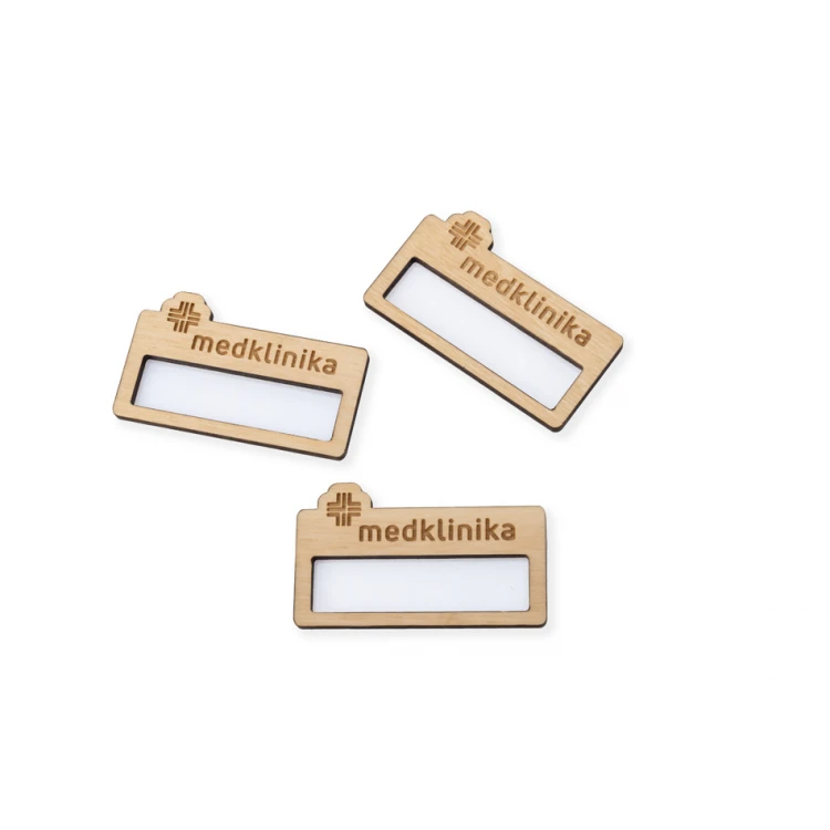 Wooden ID badge with window - size: 67x40mm - ID105