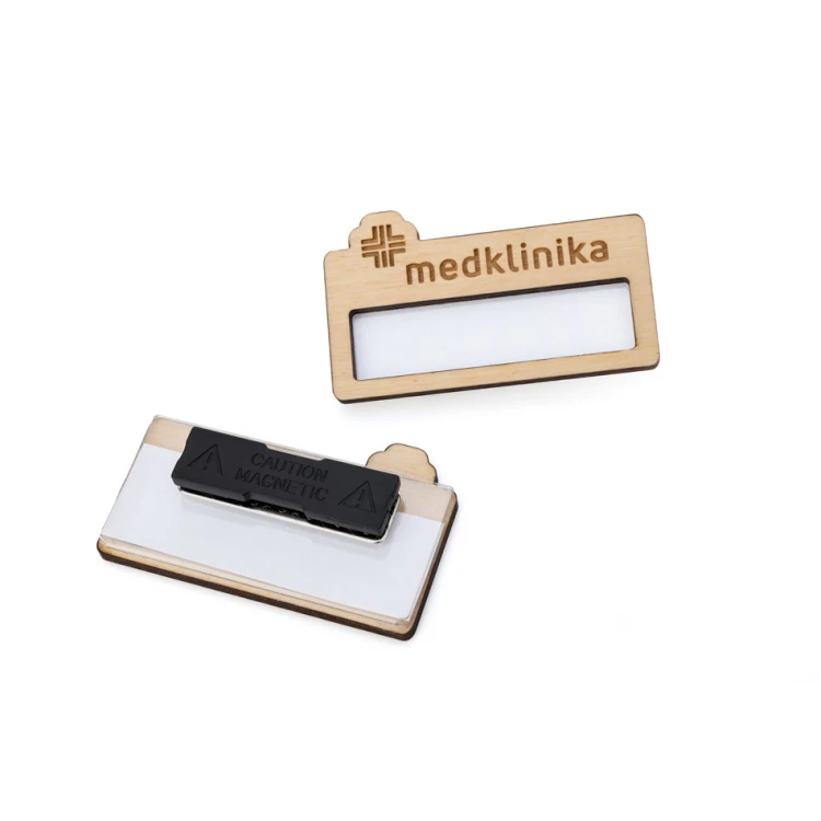 Wooden ID badge with window - size: 67x40mm - ID105