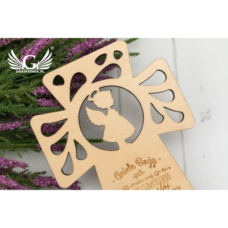 Wooden Cross with Prayer - Holy Baptism or Communion Keepsake - DEW005
