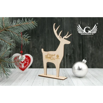 Wooden Reindeer with Custom Engraving - Height 18cm - DEK008