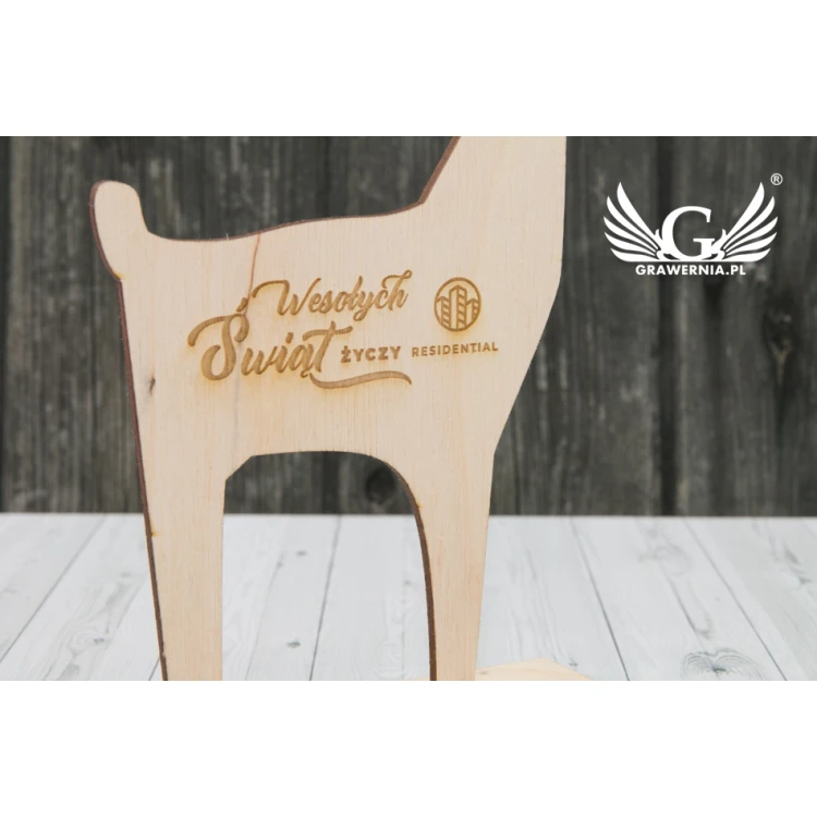 Wooden Reindeer with Custom Engraving - Height 18cm - DEK008