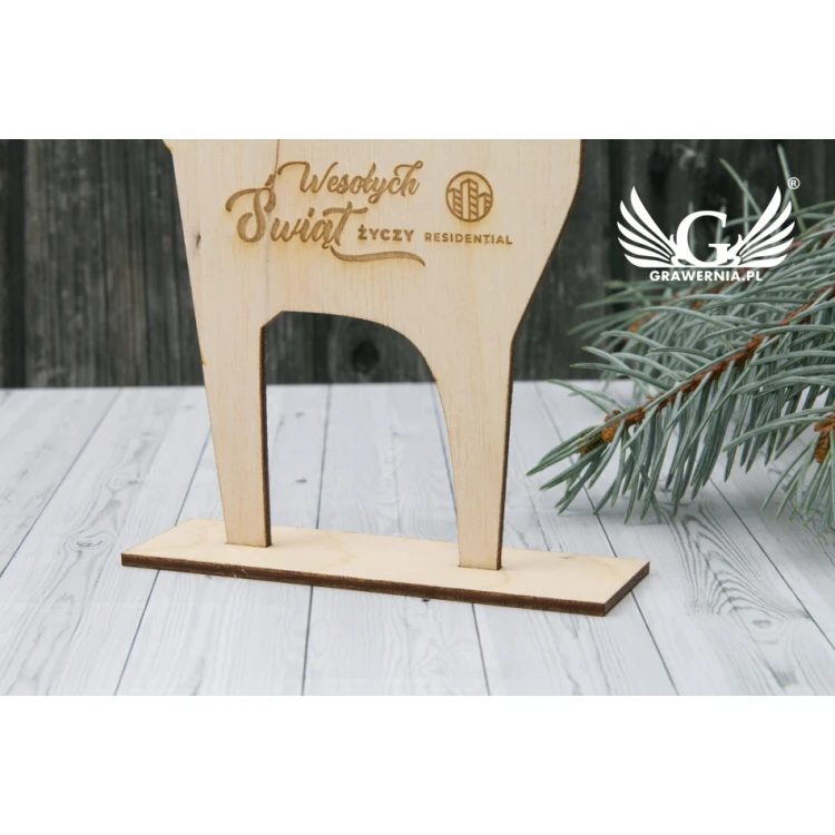 Wooden Reindeer with Custom Engraving - Height 18cm - DEK008