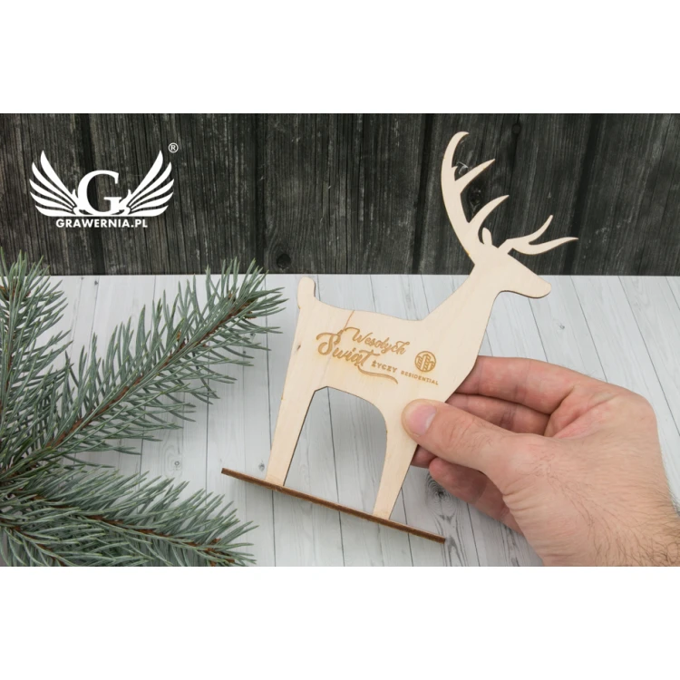 Wooden Reindeer with Custom Engraving - Height 18cm - DEK008