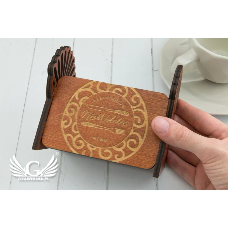Wooden Menu Card Stand - Folklore 2 - MEN014