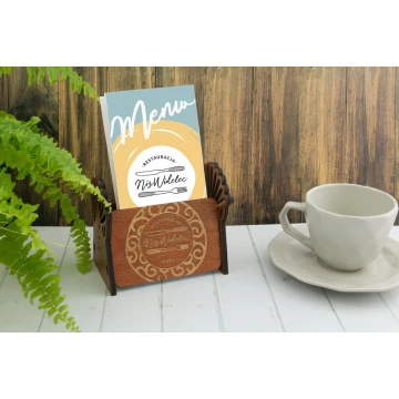 Wooden Menu Card Stand - Folklore 2 - MEN014