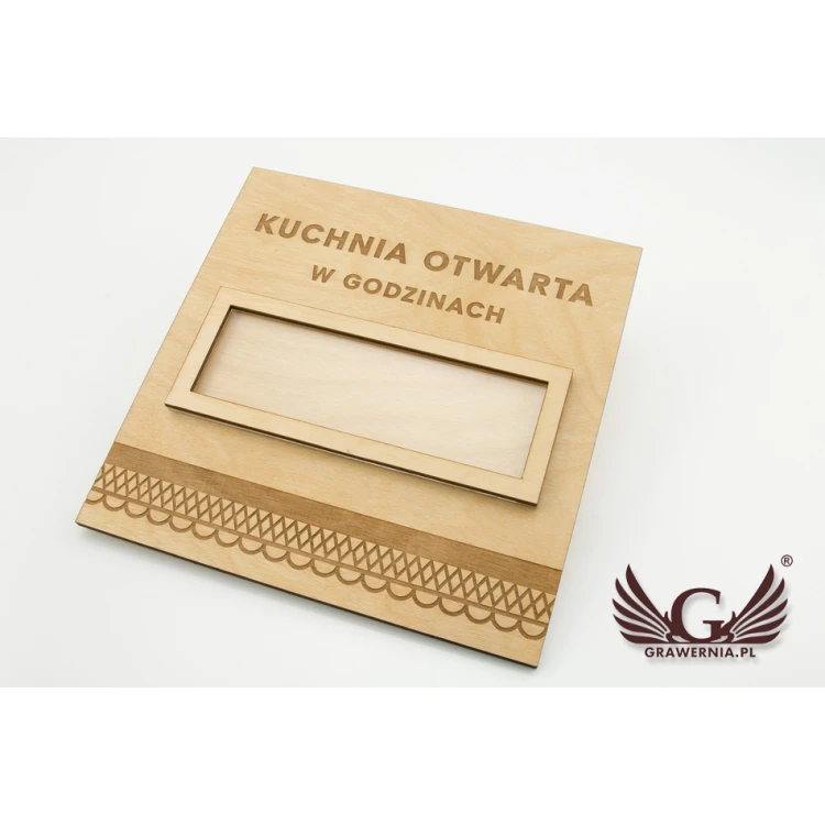 Wooden Folk Sign with Window - size 200x200mm - SZK011