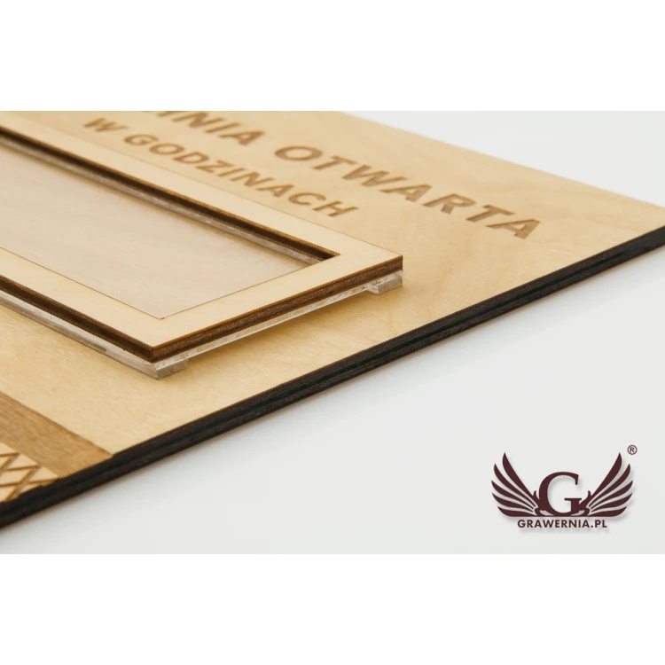 Wooden Folk Sign with Window - size 200x200mm - SZK011