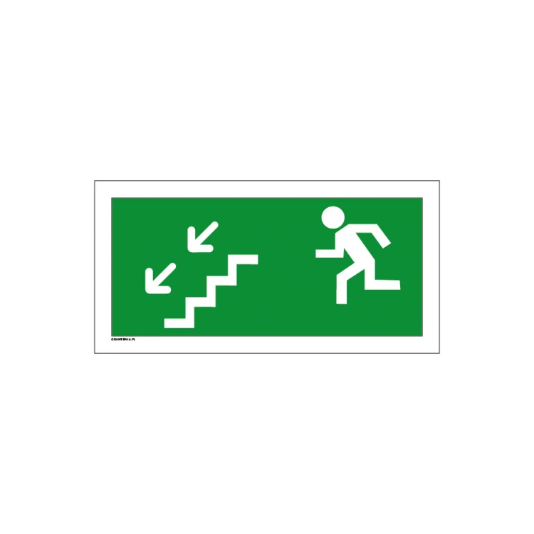 Evacuation Route Stairs - Evacuation Sign - Size 300x150mm - PVC - Color UV Print - BHP093