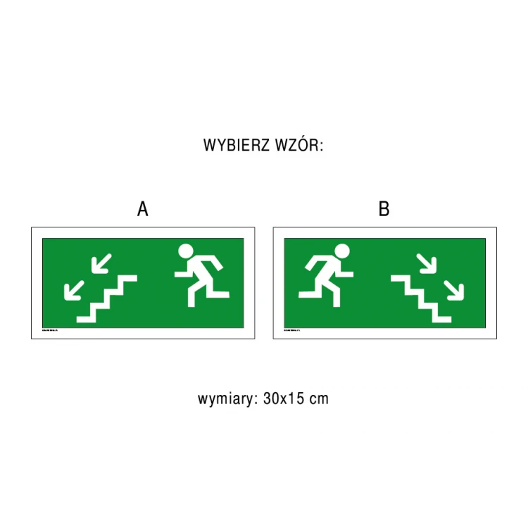 Evacuation Route Stairs - Evacuation Sign - Size 300x150mm - PVC - Color UV Print - BHP093
