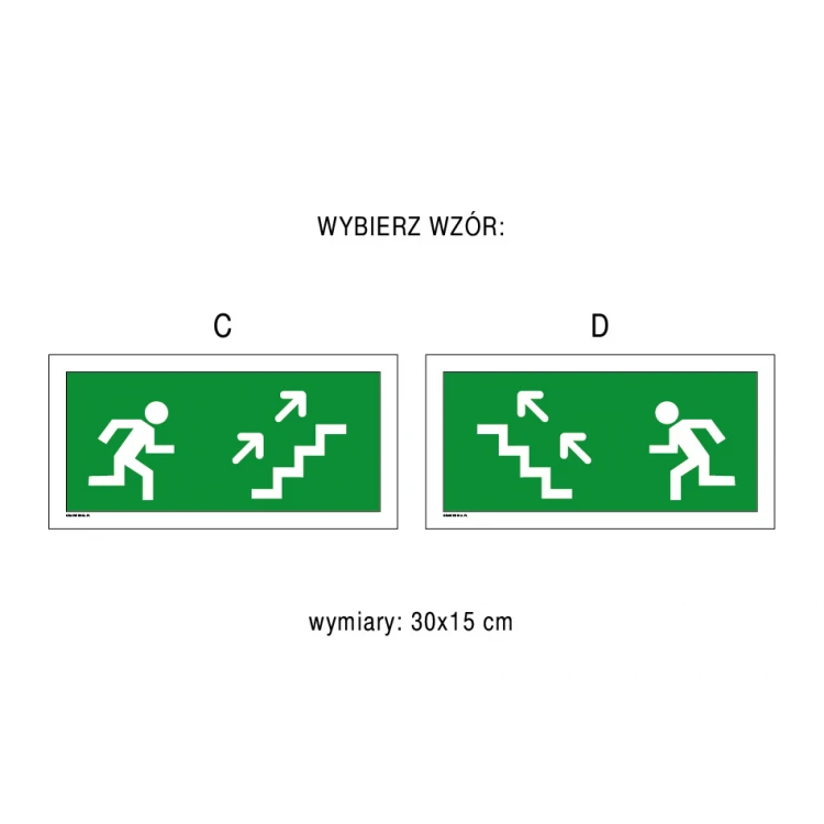 Evacuation Route Stairs - Evacuation Sign - Size 300x150mm - PVC - Color UV Print - BHP093