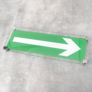 Evacuation Route - Plexi Safety Sign with Braille Lettering - Size 350x120mm - TAB522