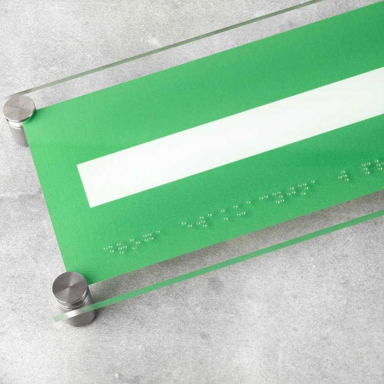 Evacuation Route - Plexi Safety Sign with Braille Lettering - Size 350x120mm - TAB522