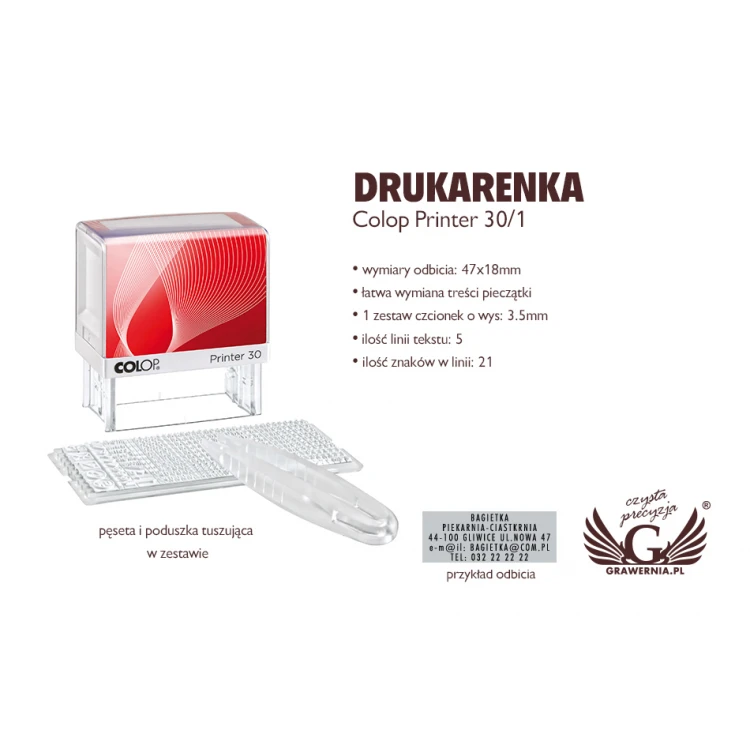 Colop Printer 30/1 Stamp - imprint size: 47x18mm - COL021