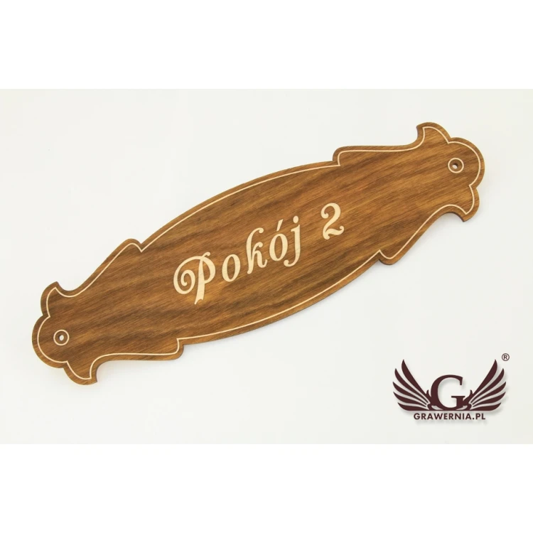 Large Door Nameplate Made of Plywood - T003BIG-DREW (270x78mm)