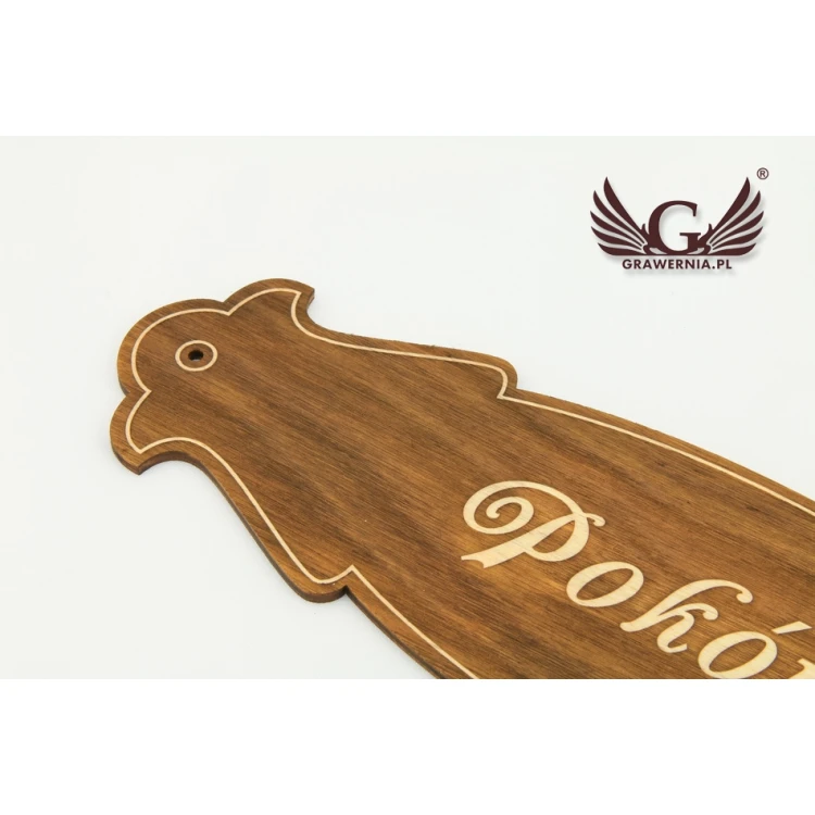 Large Door Nameplate Made of Plywood - T003BIG-DREW (270x78mm)