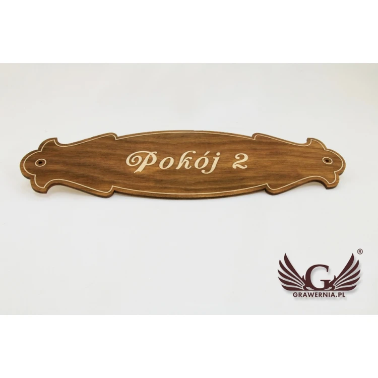 Large Door Nameplate Made of Plywood - T003BIG-DREW (270x78mm)