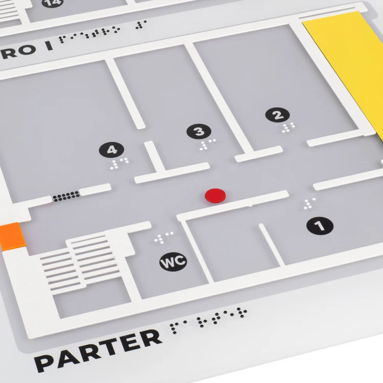 Large Tactile Map with Braille - Plexi and ADA - Size: 560x530mm - TAB535