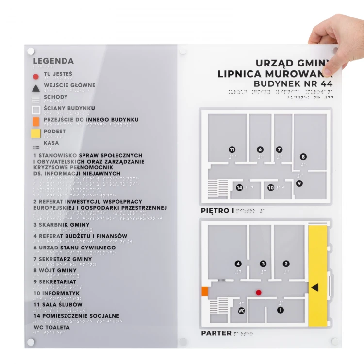 Large Tactile Map with Braille - Plexi and ADA - Size: 560x530mm - TAB535