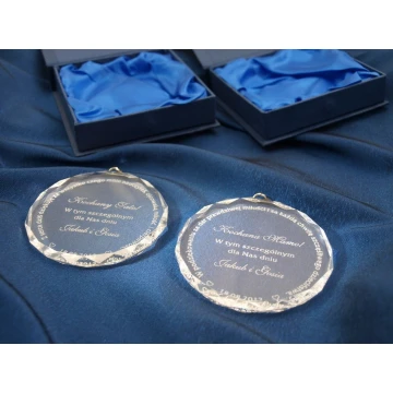 Two Elite Glass Medals for Parents with Engraving + Case